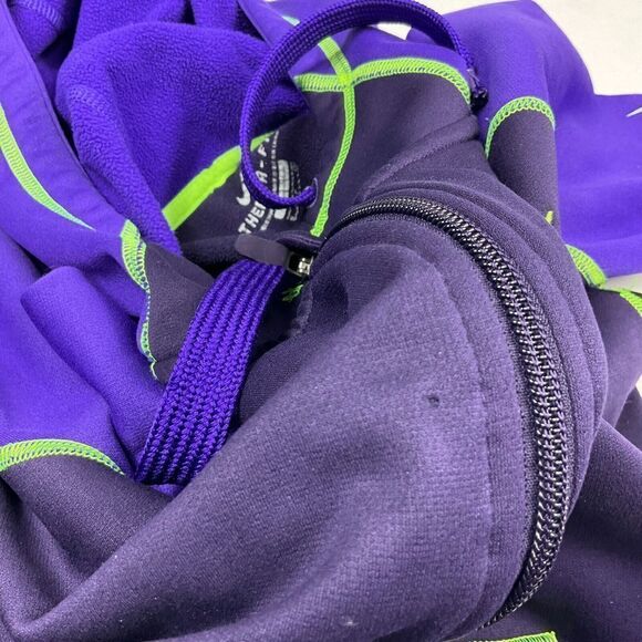 Nike Womens Performance Therma Fit Hooded Jacket Purple Green Full Zip Up Small - Picture 12 of 12